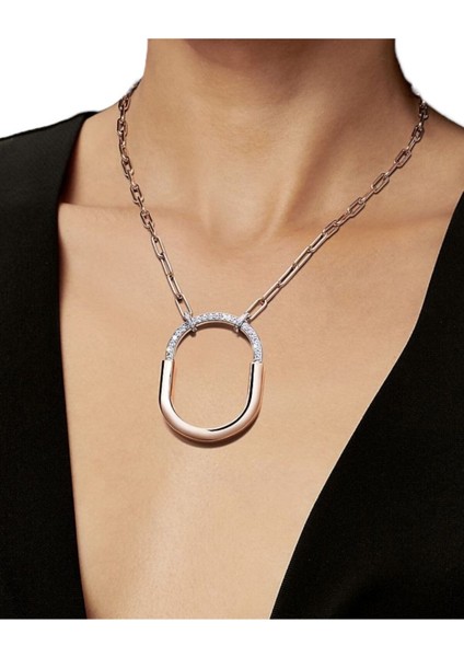 14K Gül Altın Renk Marka Model Ataç Zincirli Xuping Kolye (50CM)