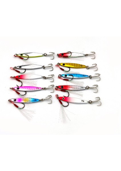 10 Adet 10GR 4.8cm Kutulu Metal Rapala Jig Seti Balık Olta Yemi Ispanyol Oltası