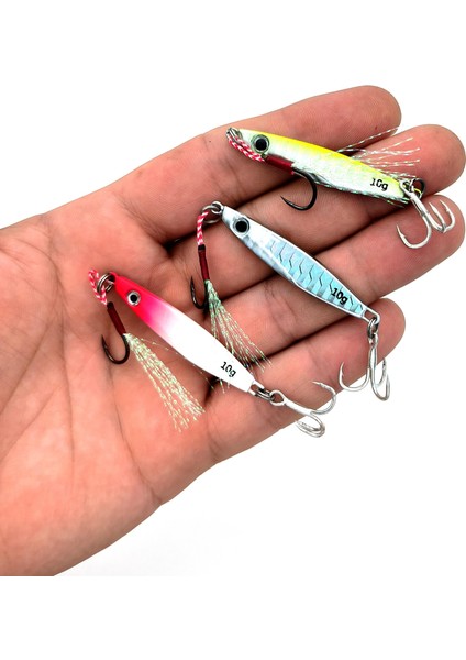 10 Adet 10GR 4.8cm Kutulu Metal Rapala Jig Seti Balık Olta Yemi Ispanyol Oltası