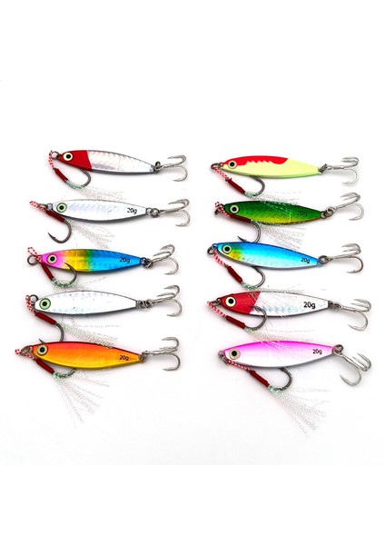 10 Adet 20GR 6cm Kutulu Metal Rapala Jig Seti Balık Olta Yemi Parlak Gerçekçi Zoka