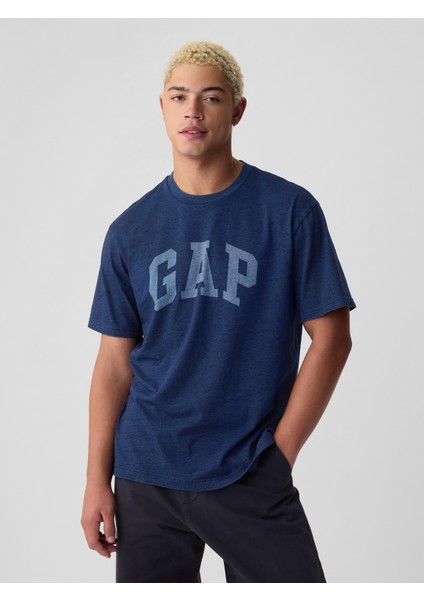 Erkek Koyu Mavi Gap Arch Logo T-Shirt