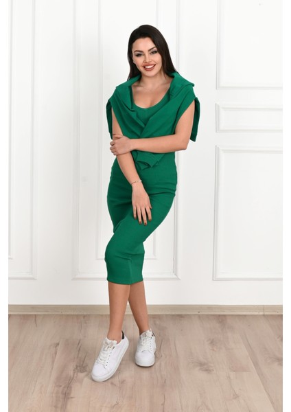 Kadın Askılı Sweatshirtli Elbise 3711-23