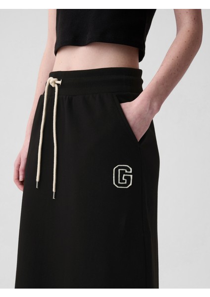 Kadın Siyah Gap Logo Athletic Midi Etek