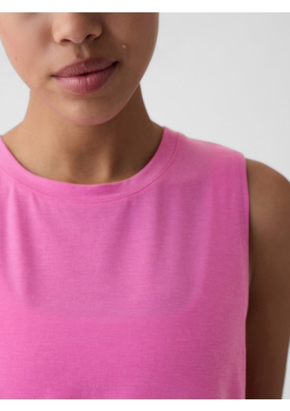 Kadın Pembe Gapfit Breathe Cropped Muscle T-Shirt