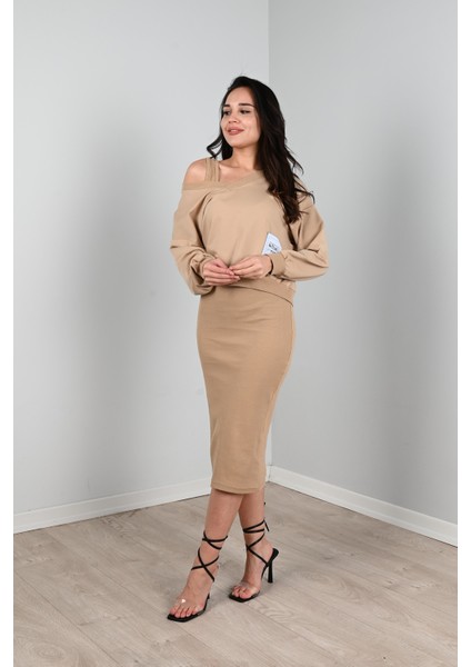 Kadın Askılı Sweatshirtli Elbise 3711-23 fiyatları