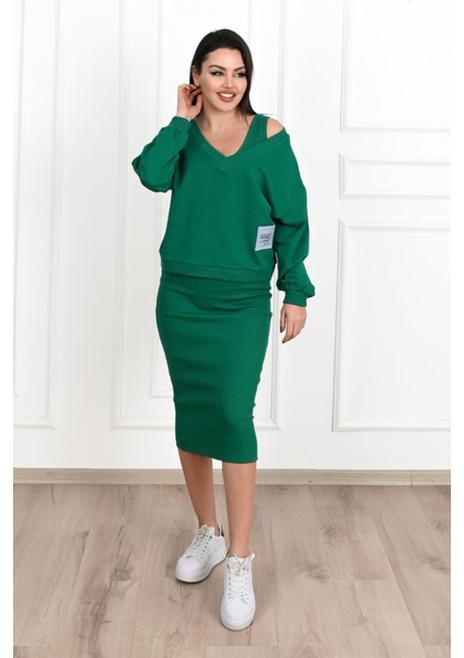 Kadın Askılı Sweatshirtli Elbise 3711-23