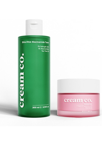 Cream Co. Arındırıcı Aydınlatıcı Akne Karşıtı Matlaştırıcı Nemlendirici İkili