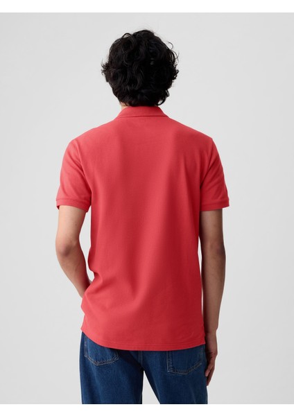 Erkek Kırmızı Gap Logo Piqué Polo Yaka T-Shirt