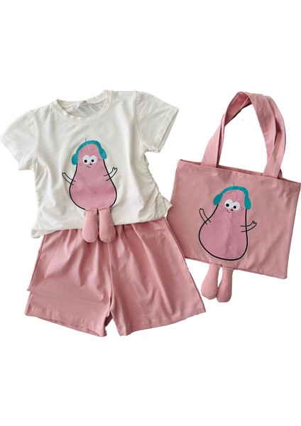 Çantalı Büzgülü 3 Lü Kız Çocuk Takım - Gül Kurusu fiyatları