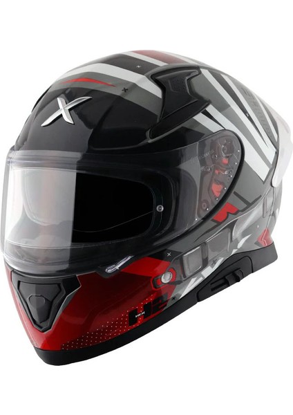 Apex/hex 2 E Full Face Parlak Gri Kırmızı (M/c)-
