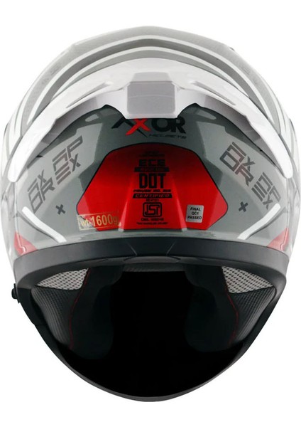 Apex/hex 2 E Full Face Parlak Gri Kırmızı (M/c)-