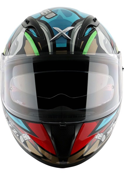 Street Bobby E Hex Full Face Parlak Mavi Kırmızı (M/c)- fiyatları