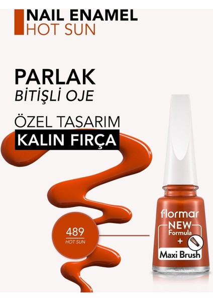 Nail Enamel Yüksek Pigmentli & Parlak Bitişli Oje FNE-489 Hot Sun modelleri