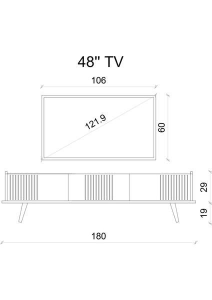 Spica Safir Meşe Rengi Mdf 3 Kapaklı Ahşap Ayaklı 180 cm Tv Ünitesi