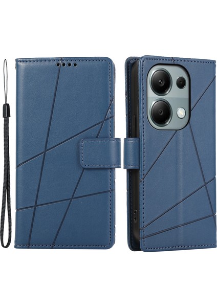 Xiaomi Redmi Note 13 Pro 4g Kılıf Hattı Baskılı Deri Telefon Kapağı-Mavi (Yurt Dışından)
