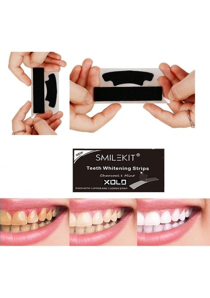 Smile Kit Diş Beyazlatma Bandı Siyah Bant Diş Aktif Kömürlü Doğal Florürsüz Vegan