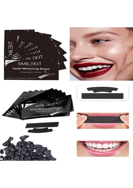 Smile Kit Diş Beyazlatma Bandı Siyah Bant Diş Aktif Kömürlü Doğal Florürsüz Vegan