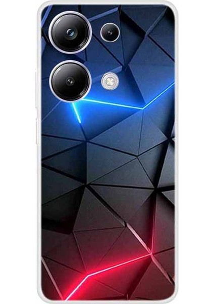Xiaomi Redmi Note 13 Pro 4g Kılıf Tpu Desen Baskılı Telefon Kapağı-Kırmızı+Mavi (Yurt Dışından)