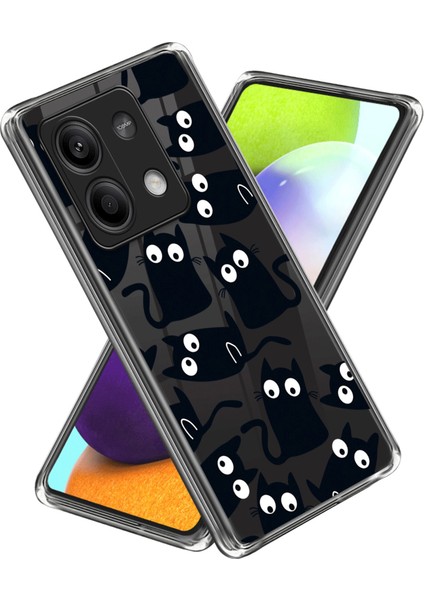 Xiaomi Redmi Note 13 5g Kabuk Desenli Baskı Çizilmeye Dayanıklı Tpu Kapak-Siyah Kedi Için Telefon Kılıfı (Yurt Dışından)
