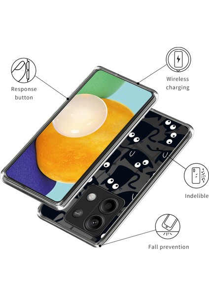 Xiaomi Redmi Note 13 5g Kabuk Desenli Baskı Çizilmeye Dayanıklı Tpu Kapak-Siyah Kedi Için Telefon Kılıfı (Yurt Dışından)