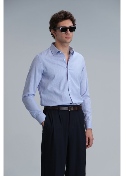Menar Erkek Basic Gömlek Comfort Fit Mavi