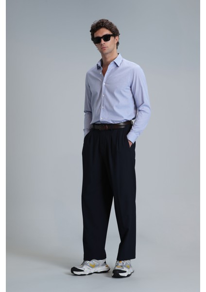 Menar Erkek Basic Gömlek Comfort Fit Mavi