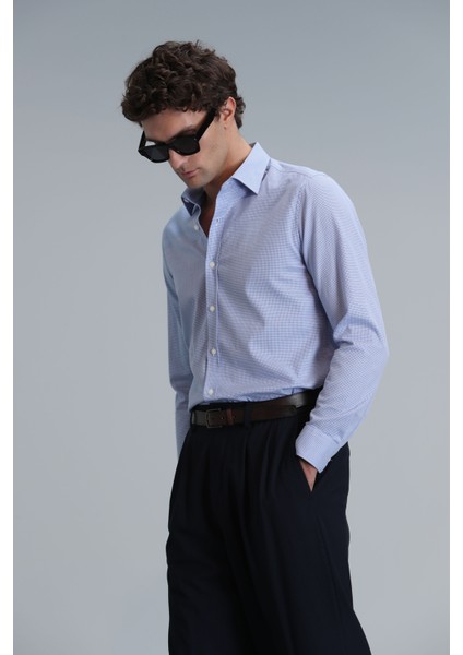 Menar Erkek Basic Gömlek Comfort Fit Mavi