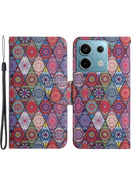 Xiaomi Redmi Note 13 Pro 5g Cüzdan Kılıf Desen Baskı Deri Telefon Kapağı-Kaleydoskop (Yurt Dışından)