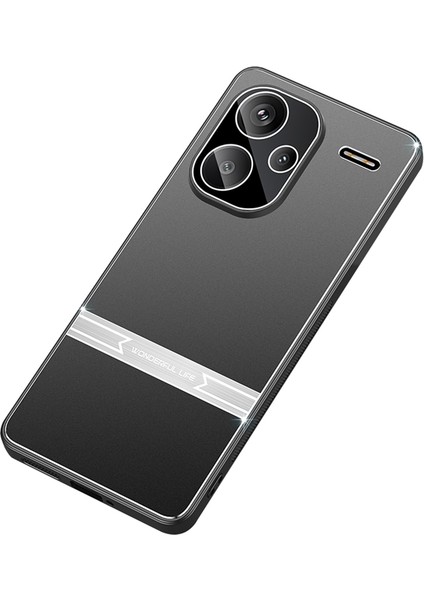 Xiaomi Redmi Için Not 13 Pro+5g Çizilmez Telefon Kılıfı Metal+Pc+Tpu Mat Doku Cep Telefonu Kapağı-Siyah+Gümüş (Yurt Dışından)