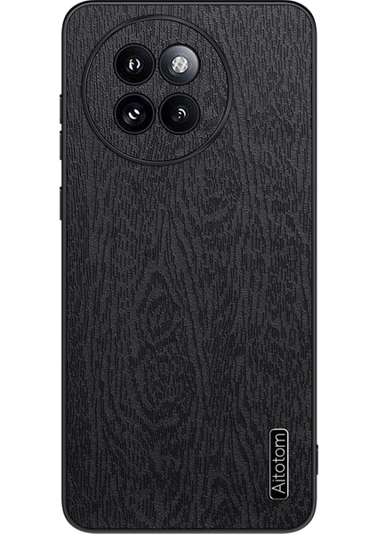 Xiaomi Civi 4 Pro 5g Cep Telefonu Kılıfı Ahşap Doku Deri Kaplama Pc + Tpu Hibrit Kabuk-Siyah Için (Yurt Dışından)