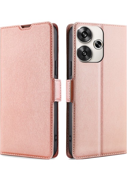 Xiaomi Poco F6 5g Kılıf Pu Deri Manyetik Toka Standı Tpu Iç Kabuk Telefon Kapağı-Gül Altın (Yurt Dışından)