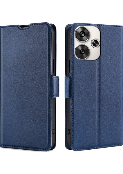 Xiaomi Poco F6 5g Kılıf Pu Deri Manyetik Toka Standı Tpu Iç Kabuk Telefon Kapağı-Mavi (Yurt Dışından)