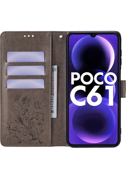 Xiaomi Redmi Için A3 Kılıf Kart Yuvaları Kapak Çiçek Pu Deri Standlı Telefon Kabuk Kayış-Gri (Yurt Dışından) fiyatları