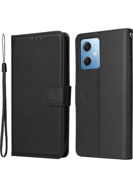 Xiaomi Redmi Note 12 5g(Global)(Hindistan)(Çin)Telefon Kılıfı Pu Deri Cüzdan Standı Kapağı-Siyah (Yurt Dışından)