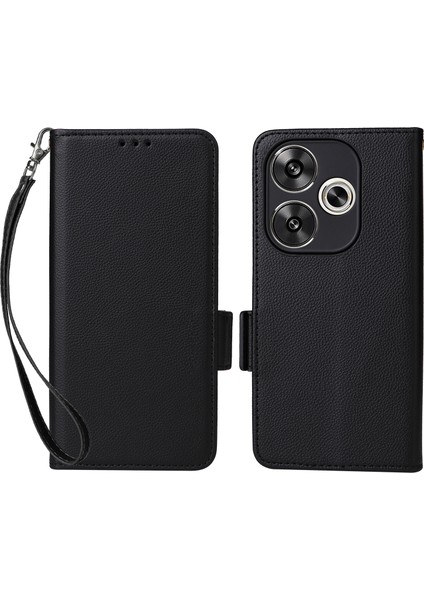 Xiaomi Poco F6 5g Kılıf Pu Deri Yan Manyetik Toka Cüzdan Telefon Kapağı-Siyah (Yurt Dışından)