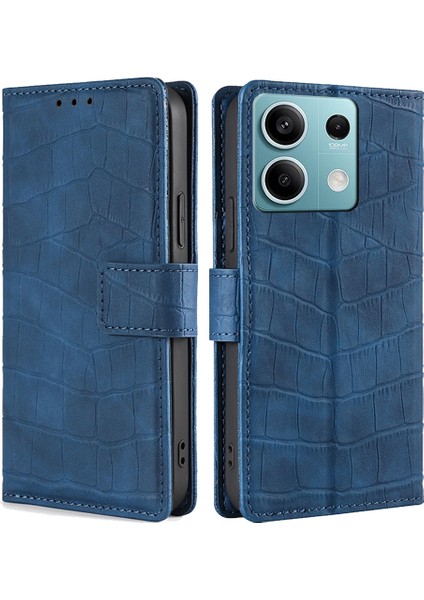 Xiaomi Redmi Note 13 4g Pu Deri Kılıf Timsah Dokulu Cüzdan Telefon Kapağı-Mavi Için (Yurt Dışından)