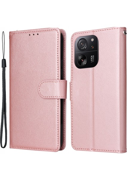 Xiaomi Redmi K60 Ultra Manyetik Telefon Kılıfı Için Pu Deri 3 Kart Yuvaları Kapak-Gül Altın (Yurt Dışından)