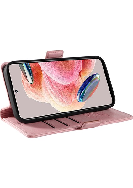 Xiaomi Redmi Note 12 4g Telefon Kılıfı Cüzdan Deri Kapak Litchi Doku-Pembe (Yurt Dışından)