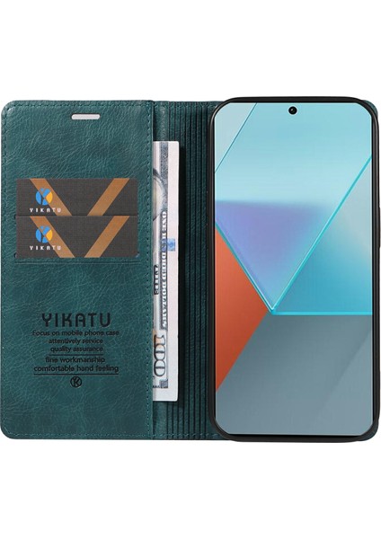Xiaomi Redmi Note 13 Pro 5g Cep Telefonu Kılıfları Manyetik Kapaklı Cüzdan Kapağı-Mavi (Yurt Dışından)