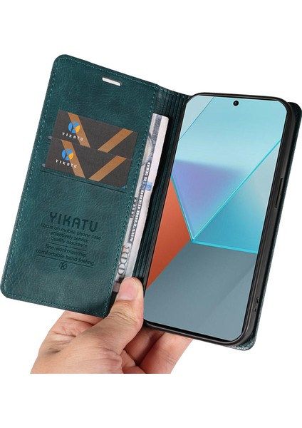 Xiaomi Redmi Note 13 Pro 5g Cep Telefonu Kılıfları Manyetik Kapaklı Cüzdan Kapağı-Mavi (Yurt Dışından)