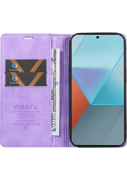 Xiaomi Redmi Note 13 Pro 5g Cep Telefonu Kılıfları Manyetik Kapaklı Cüzdan Kapağı-Mor Için (Yurt Dışından)