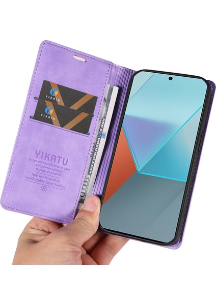 Xiaomi Redmi Note 13 Pro 5g Cep Telefonu Kılıfları Manyetik Kapaklı Cüzdan Kapağı-Mor Için (Yurt Dışından)