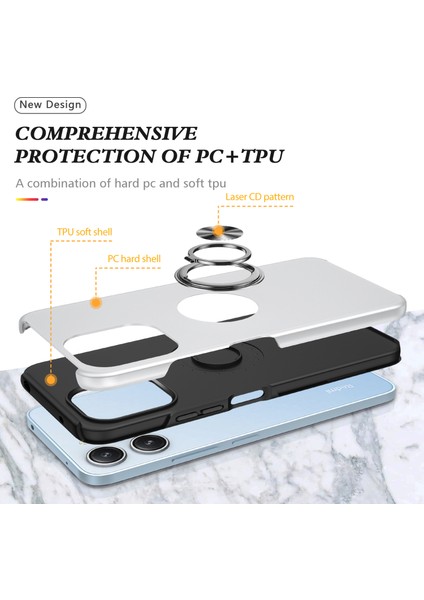 Xiaomi Redmi 12 4g Kılıf Pc + Tpu Kickstand Kapak Cep Telefonu Aksesuarı -Gümüş Için (Yurt Dışından) indirimleri