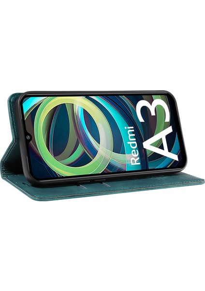 Xiaomi Poco C61 4g Kılıf Için Rfıd Engelleme Cüzdan Deri + Tpu Telefon Koruyucu-Yeşil (Yurt Dışından) modelleri