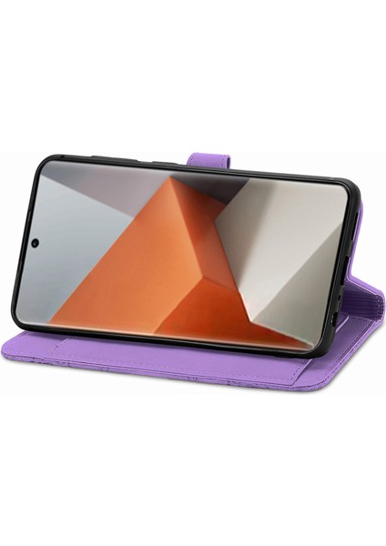 Xiaomi Redmi Note 13 Pro+5g Kılıf Çiçek Desenli Fermuar Deri Telefon Kılıfı-Açık Mor (Yurt Dışından) fırsatları
