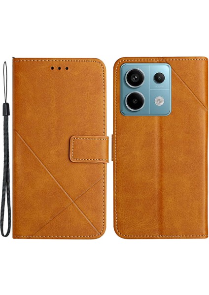 Xiaomi Redmi Note 13 Pro 5g Deri Kılıf Cüzdan Standı Flip Telefon Kapağı-Sarı (Yurt Dışından)