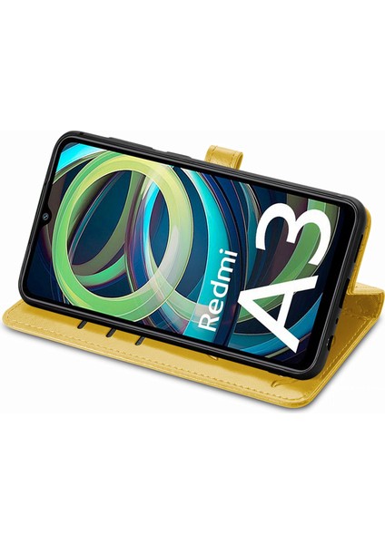 Xiaomi Redmi Için A3 Kılıf Sevimli Kedi Köpek Baskılı Pu Deri Flip Telefon Kapağı-Sarı (Yurt Dışından) modelleri