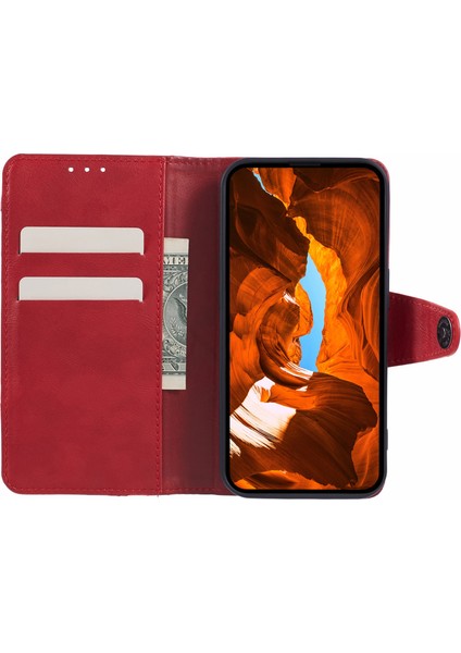 Xiaomi Poco F6 5g Kılıf Cüzdan Crazy Horse Doku Ekleme Deri Telefon Kapağı-Kırmızı (Yurt Dışından) modelleri