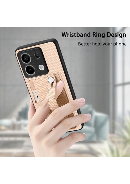 Xiaomi Redmi Note 13 Pro 5g Kılıf Kart Yuvası Telefon Kapağı Karbon Fiber Doku-Haki Için (Yurt Dışından)