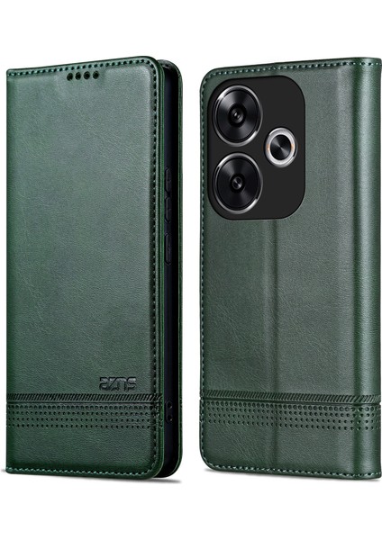 Xiaomi Poco F6 5g Kılıf Pu Deri Manyetik Kapatma Darbeye Dayanıklı Flip Telefon Kapağı-Yeşil (Yurt Dışından)